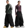 GSOU SNOW Womens Mens Snow Pants Baggy Snowboard Ski Pant Loose Waterproof Windproof Insulated(Black)