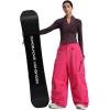 GSOU SNOW Womens Mens Snow Pants Baggy Snowboard Ski Pant Loose Waterproof Windproof Insulated(Rose Red)
