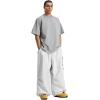 GSOU SNOW Womens Mens Snow Pants Baggy Snowboard Ski Pant Loose Waterproof Windproof Insulated(White Grey)