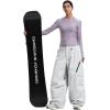 GSOU SNOW Womens Mens Snow Pants Baggy Snowboard Ski Pant Loose Waterproof Windproof Insulated(White Grey)