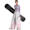 GSOU SNOW Womens Mens Snow Pants Baggy Snowboard Ski Pant Loose Waterproof Windproof Insulated(White Pink)