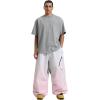 GSOU SNOW Womens Mens Snow Pants Baggy Snowboard Ski Pant Loose Waterproof Windproof Insulated(White Pink)