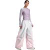 GSOU SNOW Womens Mens Snow Pants Baggy Snowboard Ski Pant Loose Waterproof Windproof Insulated(White Pink)
