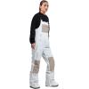 GSOU SNOW Womens Ski Bibs Snowboard Bibs Pants Snow Overalls Waterproof Windproof Winter Outdoor Sports Insulated Warm(Beige & White)