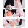 GSOU SNOW Womens Ski Bibs Snowboard Bibs Pants Snow Overalls Waterproof Windproof Winter Outdoor Sports Insulated Warm(Pink & Orange)