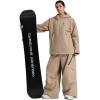 GSOU SNOW Women’s Ski Jacket and Pants Set Baggy Snowboard Jacket Snow Suit Waterproof Windproof Hooded Coat(Caramel-1)