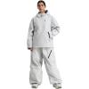 GSOU SNOW Women’s Ski Jacket and Pants Set Baggy Snowboard Jacket Snow Suit Waterproof Windproof Hooded Coat(Grey)