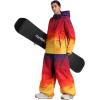 GSOU SNOW Women’s Ski Jacket and Pants Set Baggy Snowboard Jacket Snow Suit Waterproof Windproof Hooded Coat(Yellow)