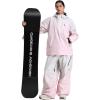 GSOU SNOW Womens Ski Jacket and Pants Set Snowsuit Snow Coat Waterproof Windproof Ski Suit Warm for Winter(Pink)