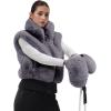 GSOU SNOW Women’s Ski Mittens Faux Fur Snowboard Gloves Snow Mittens Winter Outdoor Warm(Gray)