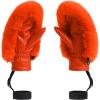 GSOU SNOW Women’s Ski Mittens Faux Fur Snowboard Gloves Snow Mittens Winter Outdoor Warm(Orange)