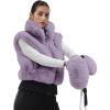 GSOU SNOW Women’s Ski Mittens Faux Fur Snowboard Gloves Snow Mittens Winter Outdoor Warm(Purple)