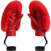 GSOU SNOW Women’s Ski Mittens Faux Fur Snowboard Gloves Snow Mittens Winter Outdoor Warm(Red)