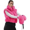 GSOU SNOW Women’s Ski Mittens Faux Fur Snowboard Gloves Snow Mittens Winter Outdoor Warm(Rose)