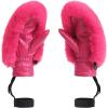 GSOU SNOW Women’s Ski Mittens Faux Fur Snowboard Gloves Snow Mittens Winter Outdoor Warm(Rose)