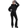 GSOU SNOW Womens Ski Suits Down One Piece Snowsuit Waterproof Snowboard Jumpsuits Winter Ski Outfit(Black-1)