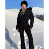 GSOU SNOW Womens Ski Suits Down One Piece Snowsuit Waterproof Snowboard Jumpsuits Winter Ski Outfit(Black-1)