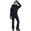 GSOU SNOW Womens Ski Suits Down One Piece Snowsuit Waterproof Snowboard Jumpsuits Winter Ski Outfit(Navy Blue)
