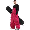 GSOU SNOW Men Snow Pants Snowboard Bibs Baggy Women Ski Pant Snow Bibs Overalls Waterproof Windproof Insulated(Rose Red)