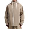 GSOU SNOW Mens Snowboard Jacket Ski Coat Women Waterproof Insulated Baggy Snowboard Coat Winter Hooded Mountain Hiking Warm(Khaki)