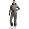 GSOU SNOW Ski Suit Women Snowsuit One Piece Snowboarding Waterproof Windproof Jumpsuit for Outdoor Sports(Army Green)
