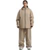 GSOU SNOW Women Ski Jacket and Pants Set Men Snowboard Jacket Baggy Snow Suit Waterproof Windproof Insulation Ski suit(Khaki)