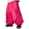 GSOU SNOW Womens Mens Snow Pants Baggy Snowboard Ski Pant Loose Waterproof Windproof Insulated(Rose Red-1)