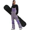 GSOU SNOW Womens Ski Bibs Snowboard Bibs Pants Snow Overalls Waterproof Windproof Winter Outdoor Sports Insulated Warm(Dark & Light Purple)