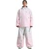 GSOU SNOW Women’s Ski Jacket and Pants Set Baggy Snowboard Jacket Snow Suit Waterproof Windproof Hooded Coat(Pink)