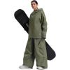 GSOU SNOW Womens Ski Jacket and Pants Set Snowsuit Snow Coat Waterproof Windproof Ski Suit Warm for Winter(Army Green)
