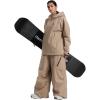 GSOU SNOW Womens Ski Jacket and Pants Set Snowsuit Snow Coat Waterproof Windproof Ski Suit Warm for Winter(Khaki)