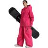 GSOU SNOW Womens Ski Jacket and Pants Set Snowsuit Snow Coat Waterproof Windproof Ski Suit Warm for Winter(Rose)