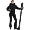 GSOU SNOW Womens Ski Suits Down One Piece Snowsuit Waterproof Snowboard Jumpsuits Winter Ski Outfit(Black-1)
