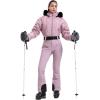 GSOU SNOW Womens Ski Suits Down One Piece Snowsuit Waterproof Snowboard Jumpsuits Winter Ski Outfit(Pink)