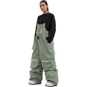 GSOU SNOW Men Snow Pants Snowboard Bibs Baggy Women Ski Pant Snow Bibs Overalls Waterproof Windproof Insulated(Army Green 1)