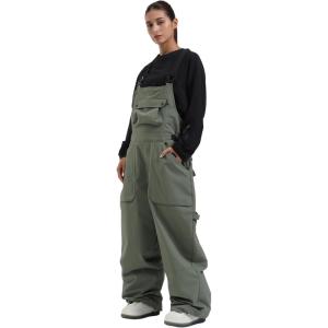 GSOU SNOW Men Snow Pants Snowboard Bibs Baggy Women Ski Pant Snow Bibs Overalls Waterproof Windproof Insulated(Army Green)