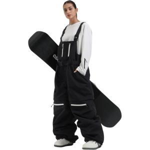 GSOU SNOW Men Snow Pants Snowboard Bibs Baggy Women Ski Pant Snow Bibs Overalls Waterproof Windproof Insulated(Black 1)