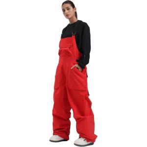 GSOU SNOW Men Snow Pants Snowboard Bibs Baggy Women Ski Pant Snow Bibs Overalls Waterproof Windproof Insulated(Red)