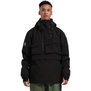 GSOU SNOW Men Snowboard Jacket Ski Coat Snow Pullover Hooded Winter Outdoor Sports Waterproof Windproof(Black)