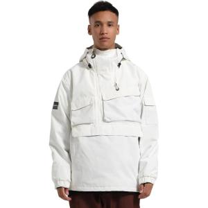 GSOU SNOW Men Snowboard Jacket Ski Coat Snow Pullover Hooded Winter Outdoor Sports Waterproof Windproof(White)