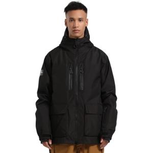 GSOU SNOW Men’s Ski Jacket Snowboard Snow Coat Waterproof Windproof Insulated Winter Mountain Outdoor Sports Hooded Warm(Black)