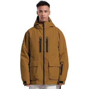 GSOU SNOW Men’s Ski Jacket Snowboard Snow Coat Waterproof Windproof Insulated Winter Mountain Outdoor Sports Hooded Warm(Brown)