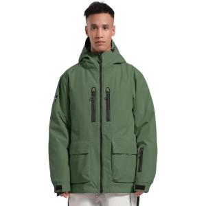 GSOU SNOW Men’s Ski Jacket Snowboard Snow Coat Waterproof Windproof Insulated Winter Mountain Outdoor Sports Hooded Warm(Green)