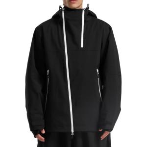 GSOU SNOW Mens Snowboard Jacket Ski Coat Women Waterproof Insulated Baggy Snowboard Coat Winter Hooded Mountain Hiking Warm(Black)