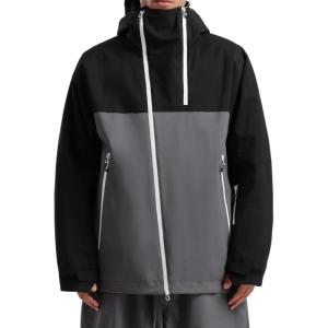 GSOU SNOW Mens Snowboard Jacket Ski Coat Women Waterproof Insulated Baggy Snowboard Coat Winter Hooded Mountain Hiking Warm(Black+charcoal Grey)