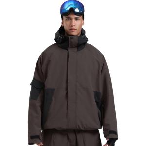 GSOU SNOW Mens Womens Ski Jacket Baggy Snowboard Coat Waterproof Shell Jacket Snow Hoodie Loose Fit For Winter Outdoor Sports(Coffee)