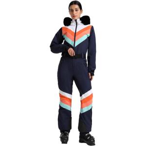 GSOU SNOW Ski Suit Women Snowsuit One Piece Snowboarding Waterproof Windproof Jumpsuit for Outdoor Sports(Navy)