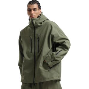 GSOU SNOW Snowboard Jacket Men Baggy Ski Jacket Waterproof Snow Coat Insulated Hooded Clothes for Winter Outdoor(Army Green)