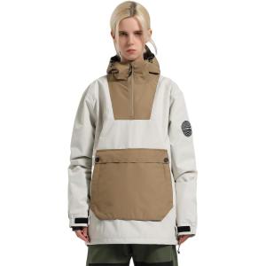 GSOU SNOW Women Ski Jacket Snow Coat Waterproof Windproof Snowboarding Jacket Coat Insulated Warm Winter(Beige Brown)