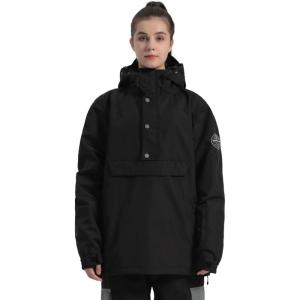 GSOU SNOW Women Ski Jacket Snow Coat Waterproof Windproof Snowboarding Jacket Coat Insulated Warm Winter(Black)